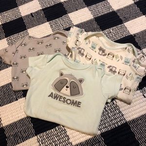 *Host Pick!!! 6-9 Month - Set of 3 Raccoon Onesies